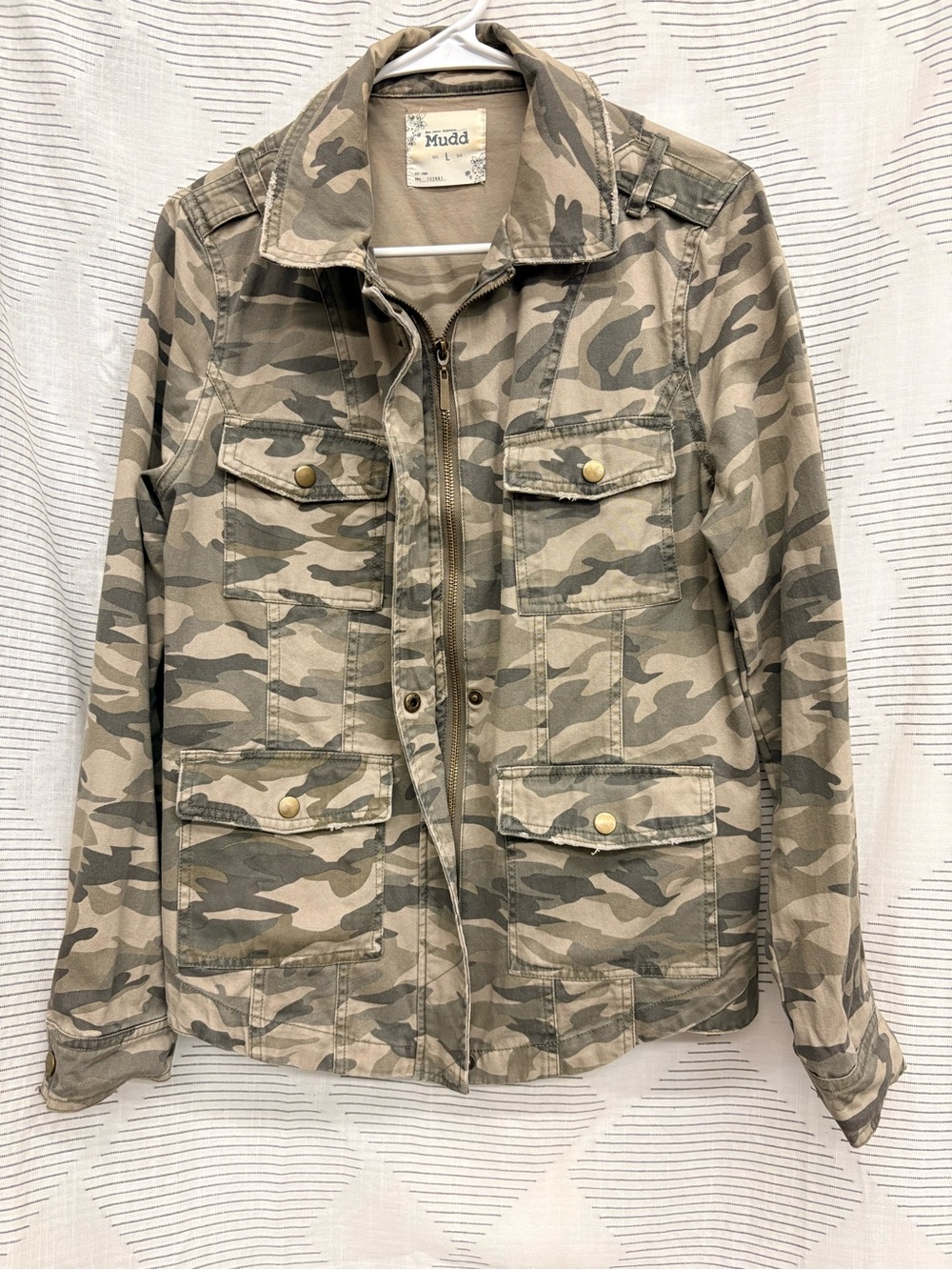 Mudd Women's Camouflage Utility Jacket - Tan & Olive Green
